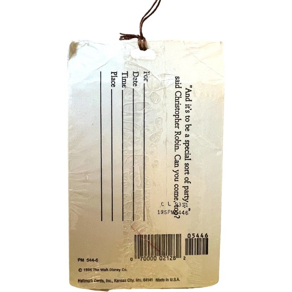 Vintage Winnie The Pooh Birthday Invitations 8ct Hallmark Disney 1986 NOS Lot 3 - Picture 3 of 3